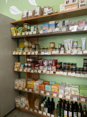 Groceries! Some vegan cheeses in fridge but also some dairy   at Oh Mio Bio in Turin