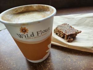 Partially eaten wild seed bar at Wild Flour in Banff