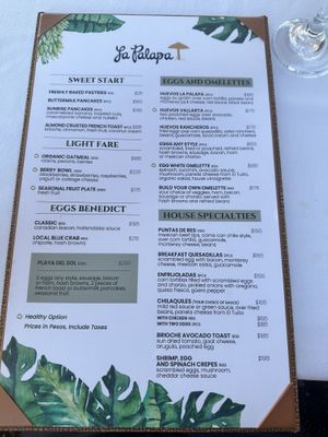 Not a lot of vegan options for breakfast  at La Palapa in Puerto Vallarta