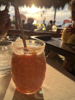 Mango 🥭 strawberry 🍓 smoothie, no milk   at La Palapa in Puerto Vallarta