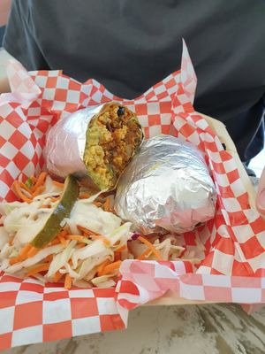 breakfast burrito at Leo's Superfood Vegan Cafe in Northridge