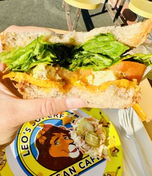 2022.JAN28- 1. McLeos Breakfast Muffin ($12.50) nooch sauce lacked Kala Namak😒  at Leo's Superfood Vegan Cafe in Northridge