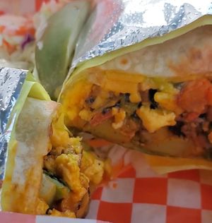 Breakfast Burrito at Leo's Superfood Vegan Cafe in Northridge