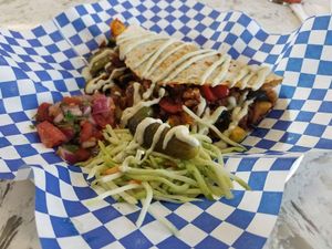 Breakfast Quesadilla. Yum! at Leo's Superfood Vegan Cafe in Northridge