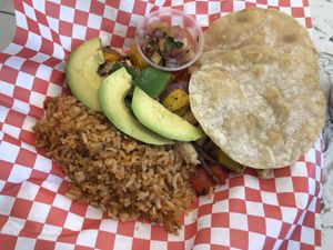 Chicken fajitas at Leo's Superfood Vegan Cafe in Northridge