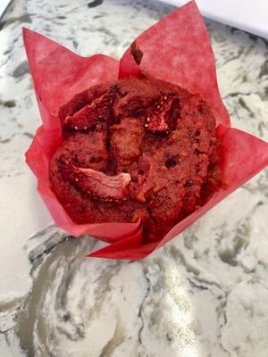 Strawberry chocolate chip muffin at Leo's Superfood Vegan Cafe in Northridge