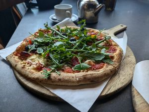 Vegan pizza number 9  at Hangin' Pizzeria in Betws-y-coed