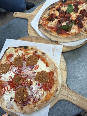 Vegan pizzas  at Hangin' Pizzeria in Betws-y-coed
