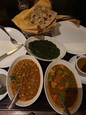 Chick peas spinach & mixed vegetables  at Benares in New York City