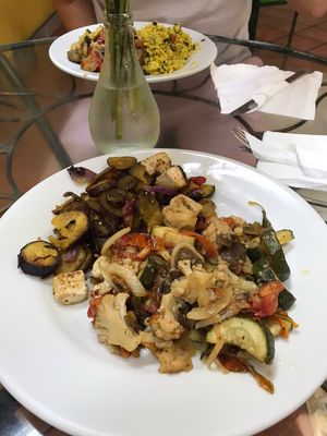Sweet potato with tofu and vegetables  at Rey Sol in Guatemala City