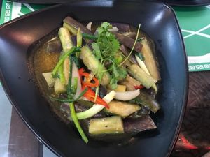 the garlic eggplant was subtle at Bodhi - Bo Den Duyen in Dong Hoi