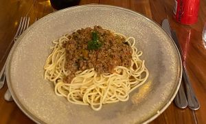 Vegan spaghetti bolognese   at Maria Do Carmo in Lisbon