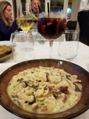 Vegan risotto with vegan cheese at Maria Do Carmo in Lisbon