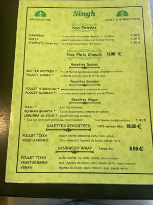 Food menu #Veganuary at Singh in Paris