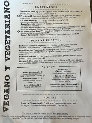 Ask for the vegan menu!   at Caracol Restaurant in Houston