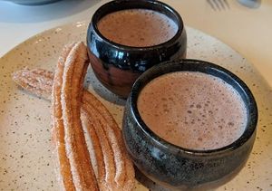 hot cocoa and churros at Caracol Restaurant in Houston