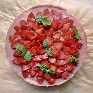 
strawberry millet cake at Vege Express in Gliwice