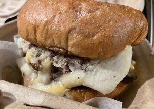 Chikn fried steak burger (special) at Plow Burger - Hyde Park in Austin