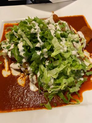 Red enchiladas! Very filling!  at Madre Tierra in Upland