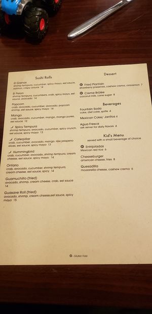 Menu side 2 at Madre Tierra in Upland