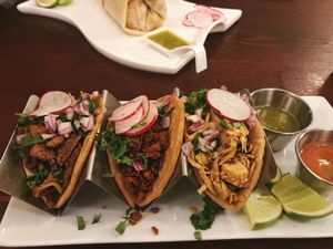 Street tacos trio at Madre Tierra in Upland