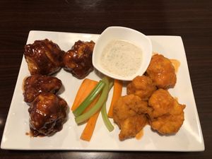 The cauliflower wings... barbecue and buffalo. at Madre Tierra in Upland