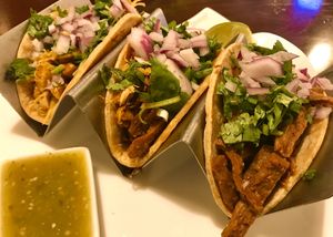 Street Tacos: Seitan Asada, Jackfruit Chicken at Madre Tierra in Upland