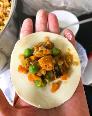 Vegan pumpkin dumplings  at Eat Dumplings in Shanghai