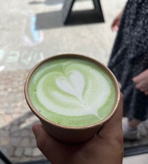 Matcha Latte with Oatmilk   at Bohemian Kids Café in Leipzig