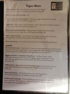Vegan Menu at Feast Society in Chiang Mai