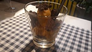 Vegan passion fruit sorbet with biscuit pieces at Feast Society in Chiang Mai