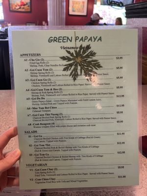 Vegetarian menu pt 1  at Green Papaya in Fort Smith