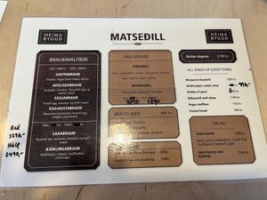 Menu  at Heimabyggð in Isafjordur