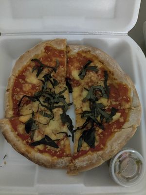 Margherita pizza (small but cheap) at Mezzaluna in Loreto