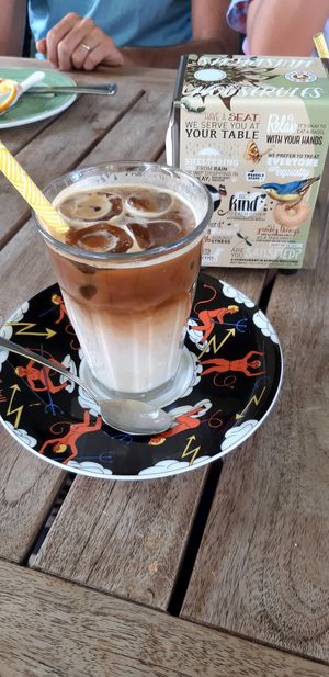 Iced latte with soy at Bagels & Beans in Roermond