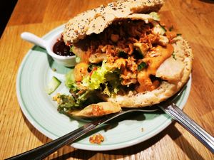 Bali "everything" bagel at Bagels & Beans in Roermond