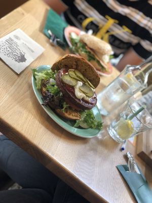 Meatless magic burger at Bagels & Beans in Roermond