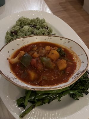 Cilantro Rice and Beans, Veggie Stew, Brocolini  at Walt Disney World - Sebastian's Bistro in Lake Buena Vista