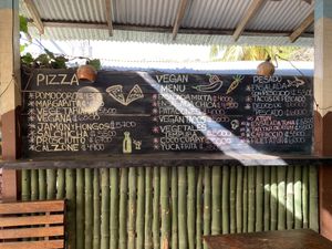 Part of the menu at Cafe Organico in Montezuma