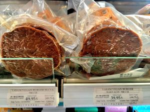 Vegan burger patties at Salı Pazarı in Istanbul