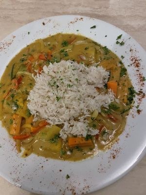 Thai vegetable curry  at Sano Banano in Montezuma