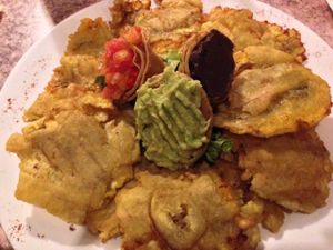 Patacones (fried plantains) at Sano Banano in Montezuma