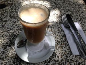 Frappe (you must ask for it to be made w coconut milk if you want it vegan) at Sano Banano in Montezuma