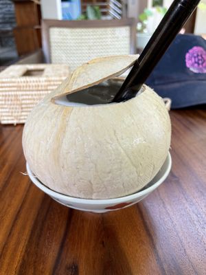 Fresh coconut, $1  at Bayon Pastry School Coffee Shop in Siem Reap
