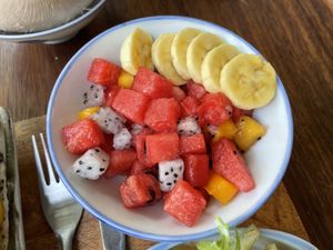 Fruit salad, $1.25  at Bayon Pastry School Coffee Shop in Siem Reap