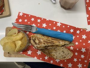 Vegan melt with caramelized onion chutney   at Barleycorn in Mildenhall