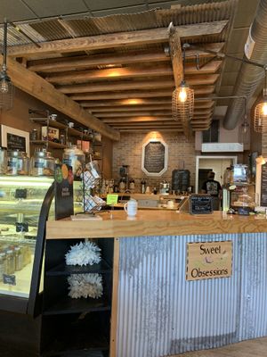 Beautiful interior using all reclaimed items at Sweet Obsessions in Poughkeepsie