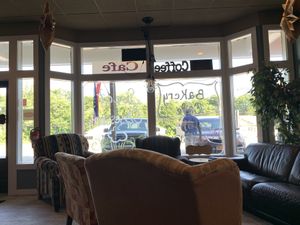 The view from our table looking out the front window at Sweet Obsessions in Poughkeepsie