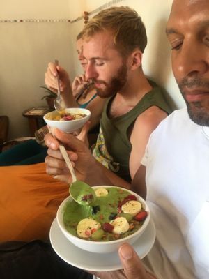Green smoothie bowl  at Karma Cafe in Palolem
