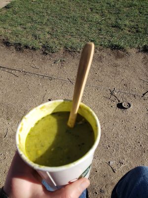 split pea soup that i ate in the park! at Pret A Manger - Trafalgar Square in London